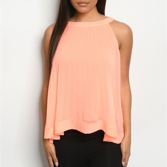 Coral Sleeveless Halter top - Picture 2 of 3
